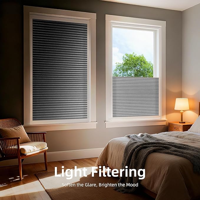 ZSTARR Motorized Skylight Shades Blackout Cellular Honeycomb Electric Blinds with Solar Panel Cordless Rechargeable with Remote for Roof and Slanted Windows (LF Silver Grey)