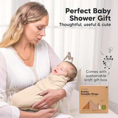 3-Pack Organic Baby Swaddle Sleep Sacks - Swaddles for Newborns, Infant 0-3 Months, Baby Girls, Boys, Soft & Snug Newborn Sleep Sack, Nursery Swaddling Blankets (Terracotta, OS)