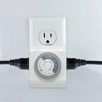 GE Mechanical Grounded Outlet Timer, Dual Plugs with 3 Prongs, 24 Hour Cycle, Indoor Use for Lights, Lamps, Fans, Appliances, Christmas Tree, 2 Pack, 46211