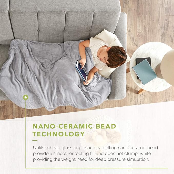 Degrees of Comfort Weighted Blanket 10 Lbs with Cover 1 x Cozyheat Minky Plush Removable Cover Included | Micro Glass Beads Technology | 41x60 10 lbs Grey
