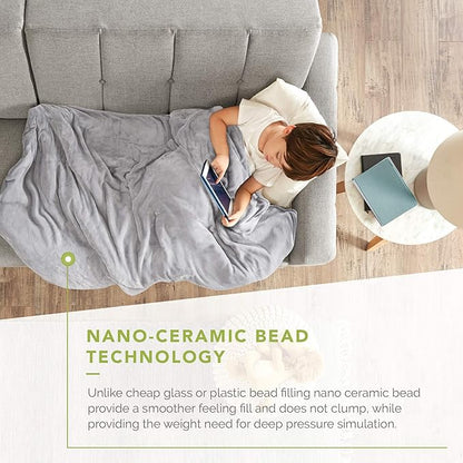 Degrees of Comfort Weighted Blanket 10 Lbs with Cover 1 x Cozyheat Minky Plush Removable Cover Included | Micro Glass Beads Technology | 41x60 10 lbs Grey
