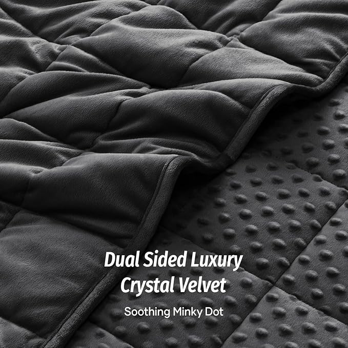 Wemore Minky Dot Weighted Blanket for Adults Twin Size 12 lb, Soft Heavy Blanket for Stress Relief and Sleep Promotion, Breathable Blanket for All-Season with Glass Beads, Black 60 x 80 inches