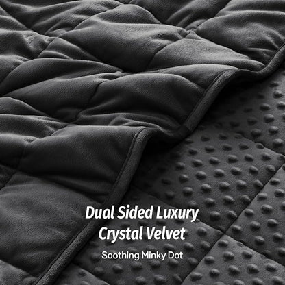 Wemore Minky Dot Weighted Blanket for Adults King Size 15 lbs, Soft Cozy Heavy Blanket for Bed and Couch, Breathable Blanket for All-Season with Glass Beads, Black 80 x 87 inches