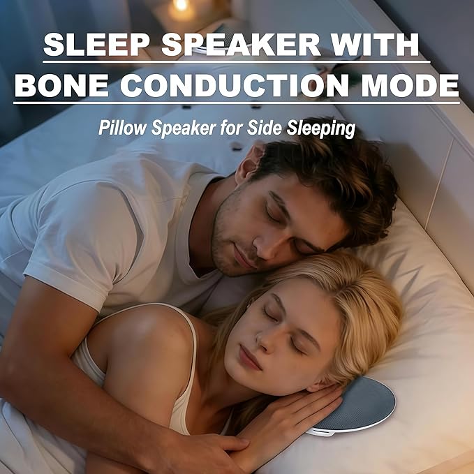 Pillow Speaker for Sleeping Bluetooth, Sleep Speaker Under Pillow with White Noise Timer, Mini Wireless Pillow Speaker with Stereo Sound for Side Sleepers (Pink)