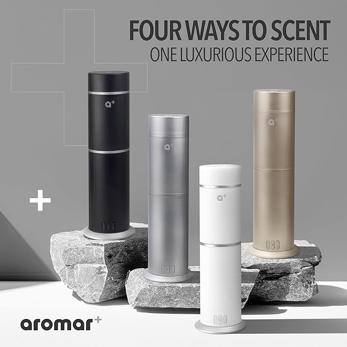 AROMAR Smart Waterless Oil Diffuser - Cold-Air Essential Scent Machine, App-Controlled, Covers 1000 Sq.Ft - Includes 'New York' Scent - Perfect for Home, Office, & Business use - Gold