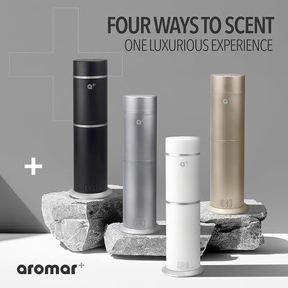 AROMAR Smart Waterless Oil Diffuser - Cold-Air Essential Scent Machine, App-Controlled, Covers 1000 Sq.Ft - Includes 'New York' Scent - Perfect for Home, Office, & Business use - Silver