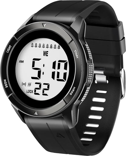 TICCI Men Unisex 8 Vibrating Alarms Watch for Elderly Seniors, Medication Aids Pill Reminder, Big Digits, Waterproof, Vibra Alert Notification,