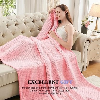 L'AGRATY Knitted Weighted Blanket - 48"x72" 12lbs Cooling Chunky Knit Heavy Blanket for Adults Braided Crochet Throw Thick Cable Yarn Knit Decorative No Beads Evenly Weighted Machine Washable