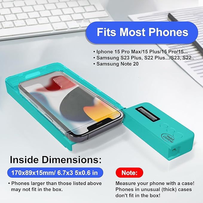 Phone Lockbox - Timer Lock Box Cell Phone Locker Bad Habits, Smart Phones Jail with Timer Reduce Kids Adults Screen Time Improve Productivity, Family Time Locking Container - Turquoise