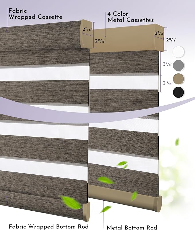 Graywind Motorized Blinds with Remote, Smart Zebra Shades for Windows, Hardwired Roller Blinds Compatible with Apple Homekit, Alexa, Google Home, Custom Size, Wool-Like Black Gold
