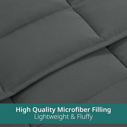 HOMBYS Oversized King Comforter 120x98, Lightweight Quilted Down Alternative Duvet Insert for All Season,Grey,8 Corner Tabs