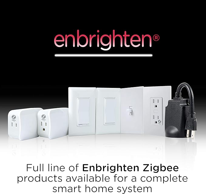 Enbrighten 43080 Zigbee in-Wall Smart Paddle Dimmer with QuickFit and SimpleWire, White/Almond