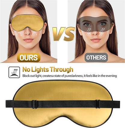 Sleep Mask, Silk Eye Mask for Sleeping with Adjustable Strap, Blindfold Eyeshade for Men & Women, Comfortable & Soft Eye Cover Eyeshade for Night Sleep (Gold)