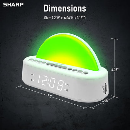 Sharp Sunrise Alarm Clock, Wake Up Gently with Sunrise/Sunset Simulation, Alarms, 5 Tranquil Sleep Aid Sounds, 8 Colors Night Light/Mood Light for Bedroom with 30/60/90 Timer