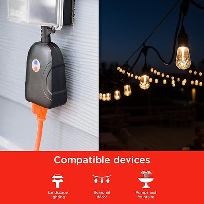 UltraPro Outdoor Smart Plug Wi-Fi Outlet, Smart Home, Smart Switch, Dual Smart Outlet, Works with Alexa, Echo & Google Home, No Hub Required, App Controlled, ETL Certified, Outdoor Timer, Black, 51405