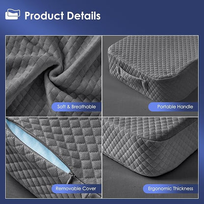 Leg Pillow for Side Sleepers, Memory Foam Knee Pillow for Side Sleeping, Leg Elevation Pillow for Hip/Back/Sciatica Pain Relief Helps Spine Alignment -13"x19" (Grey, S)