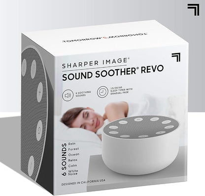 Sharper Image White Noise Sound Machine, Sleep Sounds to Support Restful Sleep, Meditation & Relaxation Naps, 6 Soothing Nature Soundscapes for Baby, Kids & Adults, Portable for Home & Travel