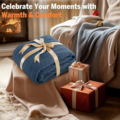 Serta Heated Blanket, Electric Twin Size, Soft, Warm, Fuzzy - Auto Shut Off Timer, 10 Lv Heat Setting, ETL Certified, 62" x 84" Navy