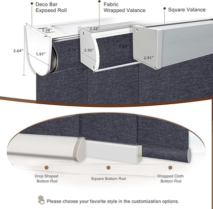 Motorized Roller Shade: 100% Blackout, Electric Blinds, Compatible with Alexa/Google Home/Apple Homekit, Custom Size, Noir Raven Black