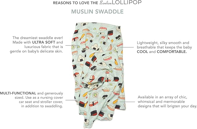 Loulou Lollipop Soft Baby Swaddle Blanket Muslin Wrap Receiving Blanket for Newborn to Toddler Girl and Boy, Large 47” by 47” - Avocado…