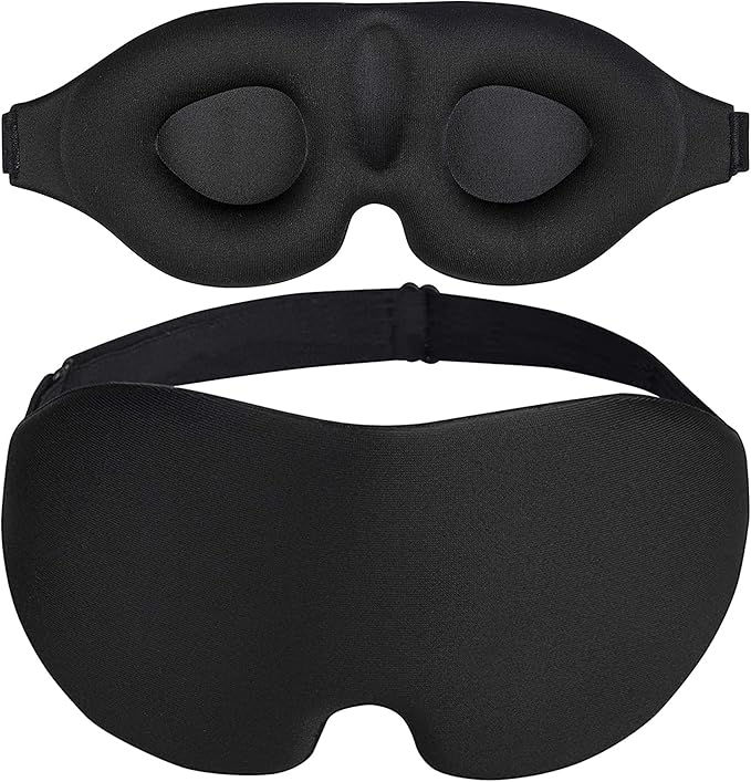 3D Sleep Mask - Light Blocking Silk Sleeping Mask for Men and Women with Deep Eye Socket, Eyelash Protector Sleep Mask - Premium Foam, Adjustable Eye Mask with Silky Pouch