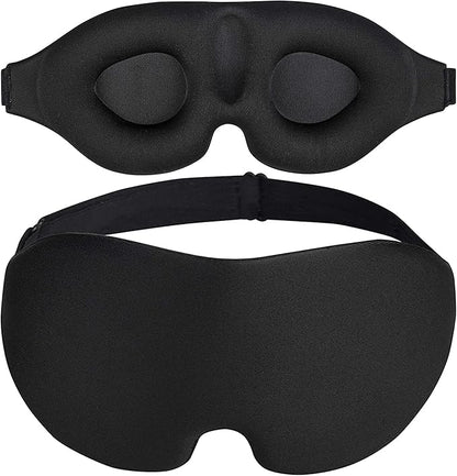 3D Sleep Mask - Light Blocking Silk Sleeping Mask for Men and Women with Deep Eye Socket, Eyelash Protector Sleep Mask - Premium Foam, Adjustable Eye Mask with Silky Pouch