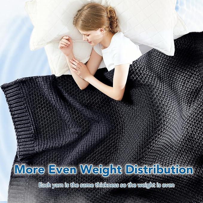 Topcee Knitted Weighted Blanket - 50"x60" 5lbs Cooling Chunky Knit Heavy Blanket for Adults Cable Yarn Knit Decorative No Beads Soft, Cozy and Cooling Weighted Throw Blankets Machine Washable