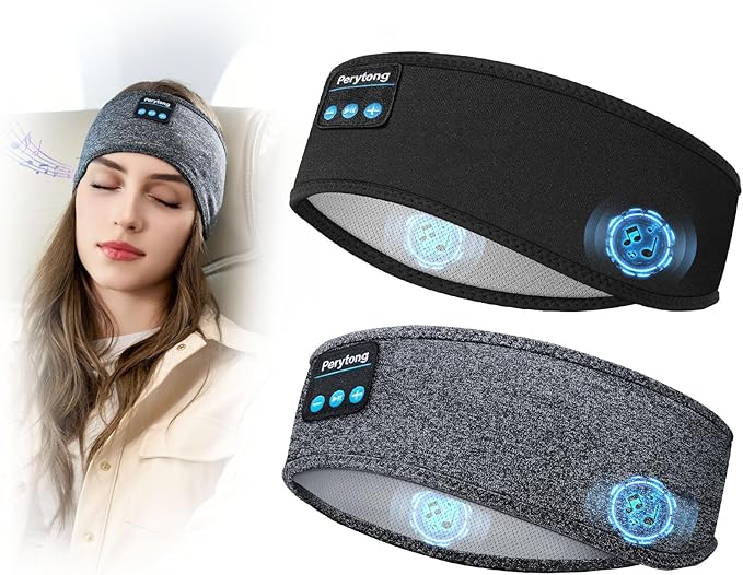Perytong 2 Pack Sleep Headphones, Sleeping Headphones | Bluetooth Headband with Ultra-Thin HD Stereo Speaker, Wireless Headphone for Sports, Insomnia, Yoga, Air Travel, Meditation