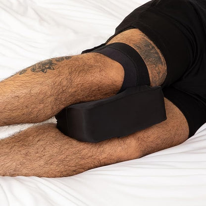 Sleep Gear Knee Zzz Pillow: Doctor-Designed Knee Sleeve & Foam Pillow for Side Sleepers - Compact, Ergonomic Design with Washable Cover for Sciatica & Back Pain Relief (Strap)