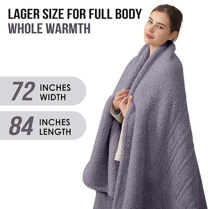 Full Size Heated Blanket, Electric Heated Blanket with 6 Heating Levels & 1-10 Hours Adjustable Timer, Ultra Soft and Thick Washable Full Electric Blanket for Bed, 72"X84", Gray Violet