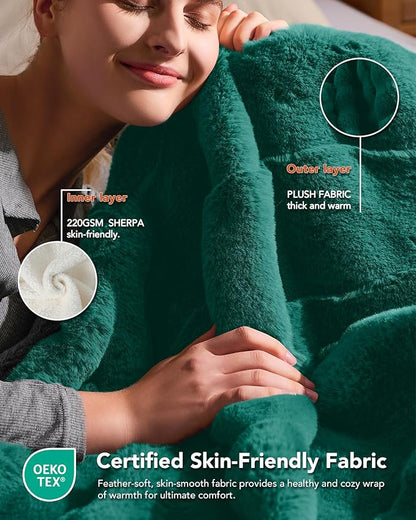 Homemate Electric Heated Throw Blanket - 50"x60" Luxury Faux Fur Heating Bed Blankets with 10 Heating Levels 8 Hours Auto Off Fast Heating Over-Heated Protection Ultra Soft Warm Flannel ETL Certified