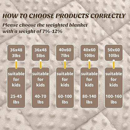 anfie Weighted Blanket Kids(36"x48" 3lbs) Weighted Blanket Cooling Blanket for Sleeping,Throw Size Breathable Blanket with Premium Glass Bead(Khakil)