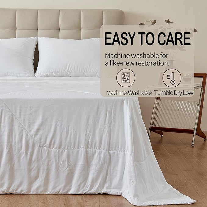 Cooling Comforter – 100% Viscose from Bamboo Shell & Fill, Silky Soft, Breathable, Lightweight All Season Duvet Insert, Down Alternative Blanket, King Size 106"x90", for Hot Sleepers & Sensitive Skin