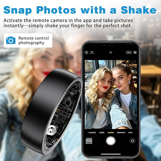 Fitness Tracker Smart Ring for Men Women – Sleep & Heart Rate Monitor, Health Activity Tracker, Step Counter, Calorie Pedometer, No Subscription Required (Black 11)