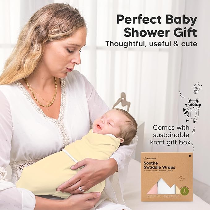 3-Pack Organic Baby Swaddle Sleep Sacks - Swaddles for Newborns, Infant 0-3 Months, Baby Girls, Boys, Soft & Snug Newborn Sleep Sack, Nursery Swaddling Blankets (Daffodil, OS)