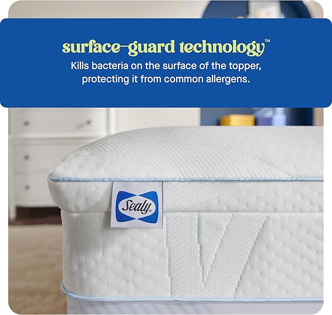 Sealy Dreamlife 3” Gel Memory Foam California King Mattress Topper with 1” Quilted Cooling Cover, SealyComfort Gel Foam, SealyCool Poly Blend Cover