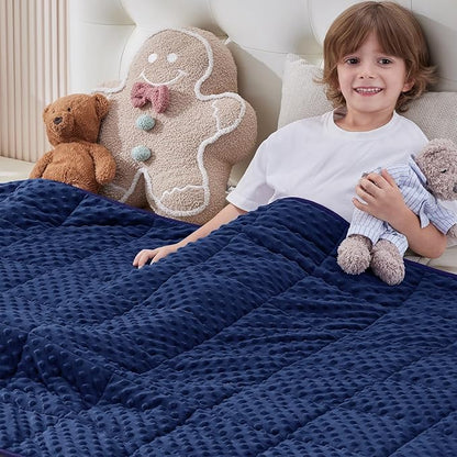anfie Weighted Blanket Kids(40"x60" 10lbs) Weighted Blanket Cooling Blanket for Sleeping,Throw Size Breathable Blanket with Premium Glass Bead(Blue)