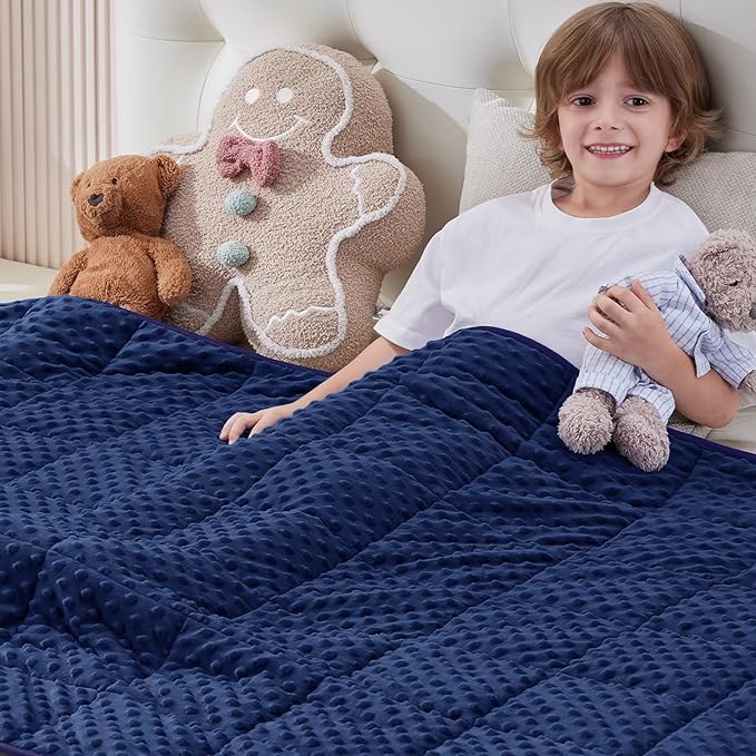 anfie Weighted Blanket Kids(36"x48" 3lbs) Weighted Blanket Cooling Blanket for Sleeping,Throw Size Breathable Blanket with Premium Glass Bead(Blue)