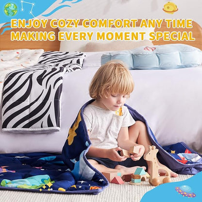 anfie Weighted Blanket Kids (36"x48" 5lbs) Weighted Blanket Cooling Blanket for Sleeping,Throw Size Breathable Blanket with Premium Glass Bead(Blue Aerospace)