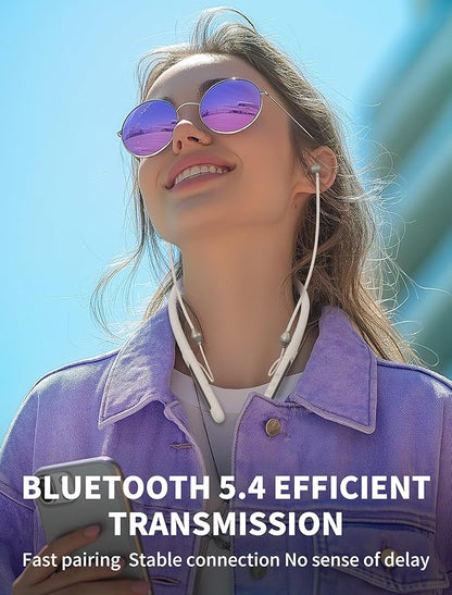Air Tube Bluetooth Headphones with LED Battery Display,EMF Free Neckband Wireless Earbuds with 25H Playtime,HD Bass Airtube Headphone Emf Free with Mic And Controls,Airtube Earbuds For Sleep,Work,Gym