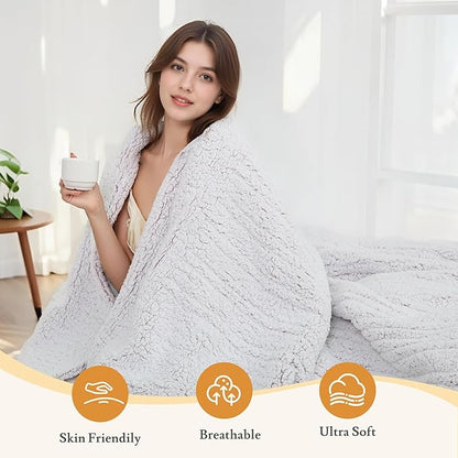 Electric Heated Blanket 72"x84" Full Size Sherpa Fleece - 4 Heat Settings & 10H Auto Shut Off for Safe Overnight Use, Fast Heating, Machine Washable for Bed, Couch, Office - Light Pink