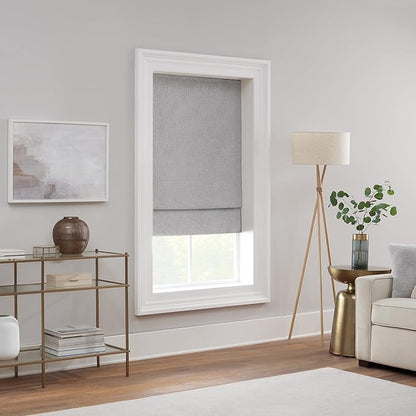 Eclipse Drew Noise Reducing Blackout Cordless Lined Window Roman Shade for Living Room, 39 in x 64 in, Smoke Grey