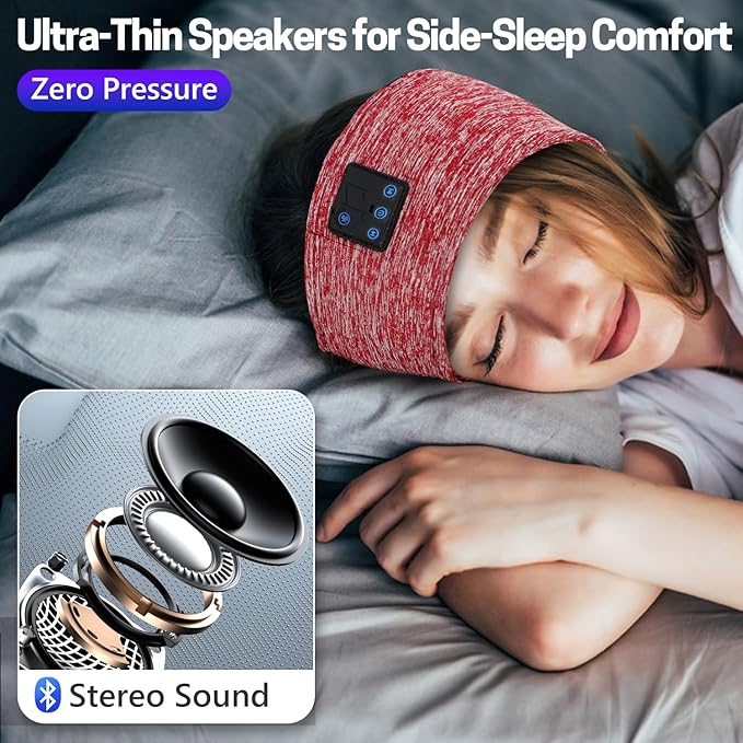 Aurya Sleep Headphones Sports Wireless Bluetooth Headband for Side Sleeper, Bluetooth 5.4, with Ultra-Thin HD Stereo Speaker, Sleeping Headphone for Women Men Running Yoga Workout