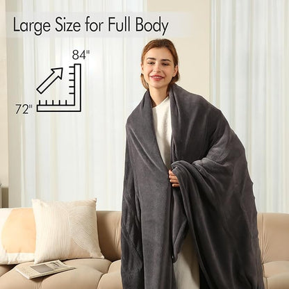 ESTINGO Electric Blanket Full Size - 72"x84" Cozy Coral Fleece Full Size Heated Blanket with Overheat Protection, Fast Heating Blanket with 6 Heating Levels & 1-10 Hours Adjustable Timer, Dark Gray