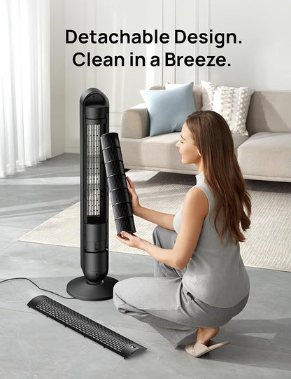 Dreo Smart Tower Fan WiFi Voice Control, Works with Alexa/Google,Floor Standing Bladeless Oscillating Fan with Remote, 6 Speeds, 4 Modes, 12H Timer, for Indoor Bedroom Home Office