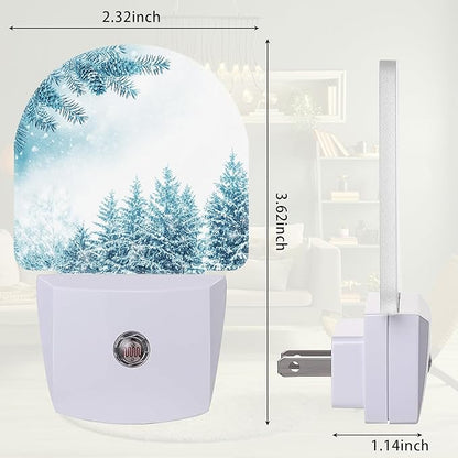 Snowflakes Winter Night Light, Pine Forest Night Light Plug into Wall with Dusk to Dawn Sensor, LED Lamp Energy Saving Lights for Men Women Boys Girls,Lamp for Bedroom Bathroom Hallway
