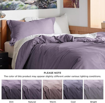 Bedsure Duvet Cover Twin/Twin XL Size - Soft Double Brushed Bedding Set for Kids & Adults, Zipper Closure, 2 Pieces, Includes 1 Duvet Cover (68"x90") & 1 Pillow Sham, NO Comforter, Grayish Purple