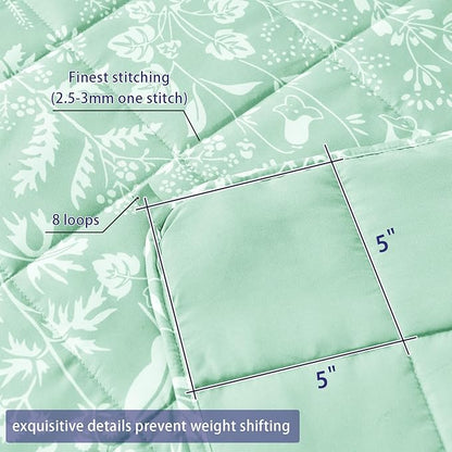 yescool Weighted Blanket for Adults (15 lbs, 48" x 72", Cerulean) Cooling Heavy Blanket for Sleeping Perfect for 140-160 lbs, Twin Size Breathable Blanket with Premium Glass Bead, Machine Washable