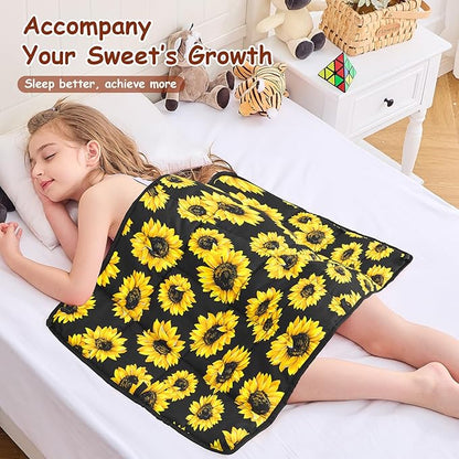 yescool Weighted Lap Blanket 2 Pounds Cooling Weighted Lap Pad, Sunflower Small Weighted Blanket, Weighted Throw Blanket Gift for Travel Indoor Outdoor, 20"x30"
