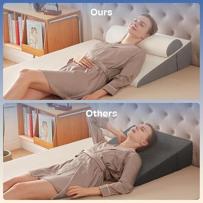2PCS Wedge Pillow, 7.5" Wedge Pillow for Acid Reflux, Back Pain Relief, Cooling Memory Foam Top, Bed Wedge Pillows for Headboard, Sleeping, Snoring, Back Support, After Surgery.